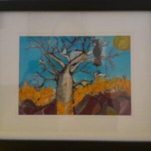 Boab tree and black cockatoo