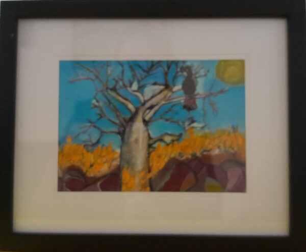 Boab tree and black cockatoo