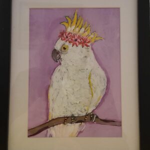 Cockatoo with flowers