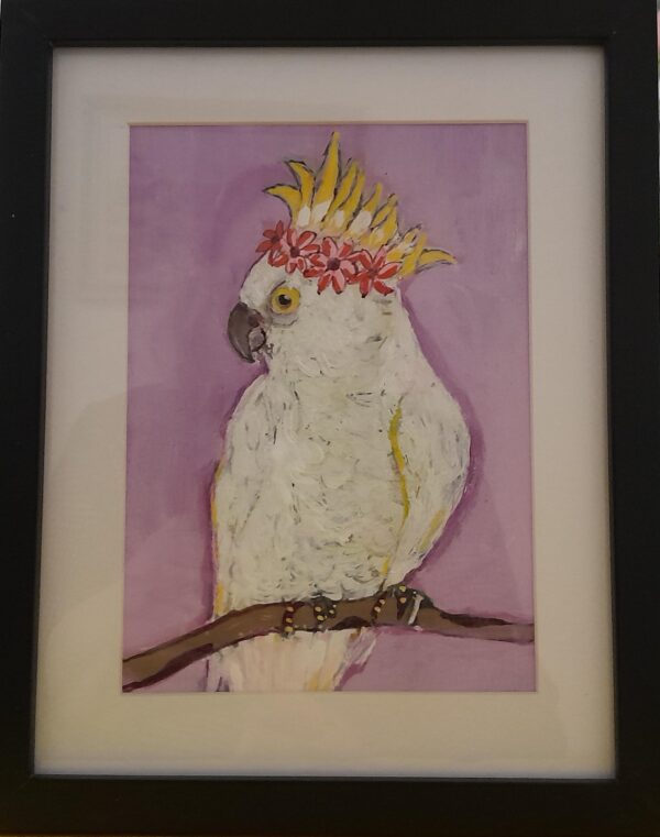 Cockatoo with flowers